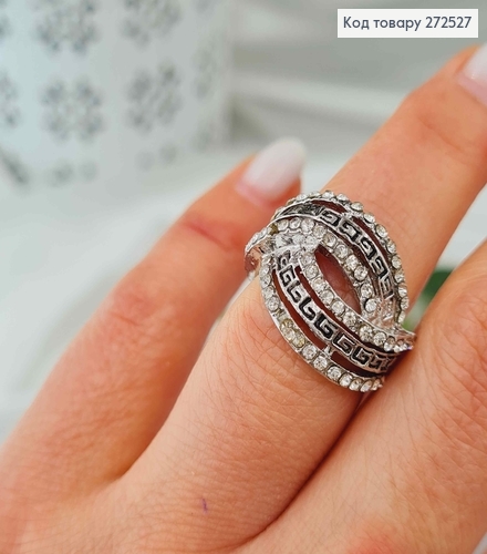 Перстень срібного кольору з камінцями "ПЕРЕПЛЕТЕНІ"  16 розмір 272527 фото 1