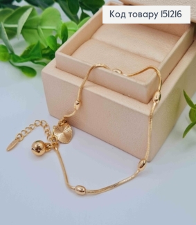 Браслет плетіння СНЕЙК з литими бусинками, довжина 17+3см, Xuping 18K 151216 фото
