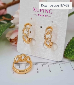 Серьги кольца, Звенья с блестящими камешками, диаметр 1,7, Xuping 18К 117482 фото