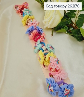 Резинка детская Цветочек  из Единорогом  цветная 20 шт/уп 262176 фото