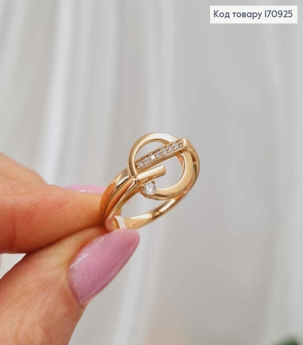 Перстень, "Ілюзія", геометричний, з камінцями, Xuping 18К 170925 фото 2