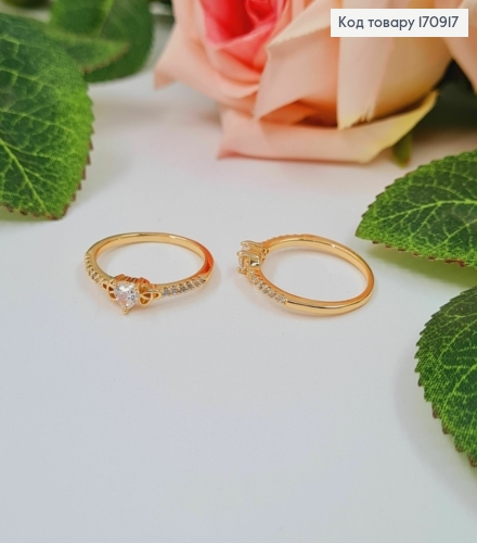 Перстень оздоблений камінцями, з сердечком, Xuping 18К 170917 фото 2