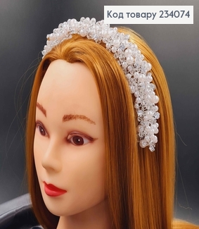 Гілочка у волосся срібного кольору, ручної роботи, з перлинкам , камінням та стеклярусом 234074 фото