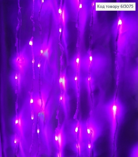 Гирлянда Водопад белая проволока 3*2 м 240 LED фиолетовая 613075 фото 1