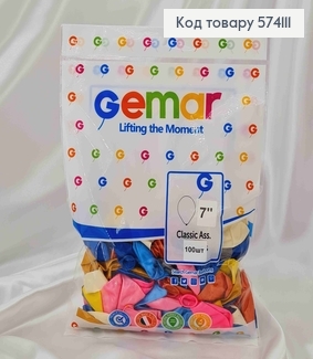 Воздушные шары, латексные "7" Gemar цветные глянцевые 100шт\уп 574111 фото