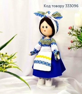 Лялька Дівчинка, "Україночка" в Синій сукні вишиванці (27см), ручна робота, Україна 333096 фото