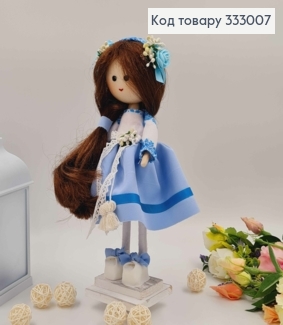 Лялька ДІВЧИНКА,"З русявим волоссям" в блакитній сукні, висота 32см, ручна робота, Україна 333007 фото