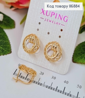 Серьги, Плетеное кольцо с перепонками, 1,5см, англ. зам. Xuping 18K 116884 фото