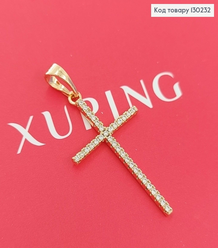 Хрестик 1,5х2,6см  та камінцями  медзолото Xuping 18K 130232 фото 3