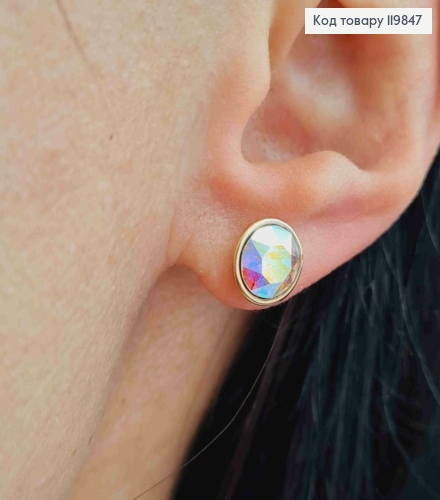 Серьги гвоздики с блестящим камнем Хамелеон Сваровски, 0,9 см, XUPING 18K 119847 фото 2