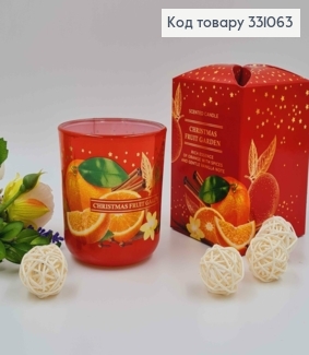 Аромасвічка стакан CHRISTMAS FRUIT GARDEN (orange with spices & gentle vanilla),150г/30год.горін 331063 фото