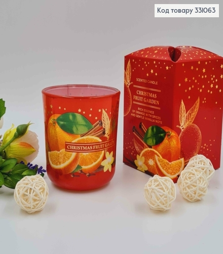 Аромасвечка стакан CHRISTMAS FRUIT GARDEN (orange with spices & gentle vanilla), 150г/30год. 331063 фото 1