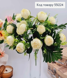 Композиция декоративная "Букет КАМЕЛИЯ молочного цвета, 12 цветочков", высота 41см 551224 фото