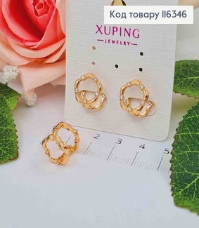 Сережки, Подвійна Квіточка з камінчиками, 1,1см, англ. заст. Xuping 18K 116346 фото