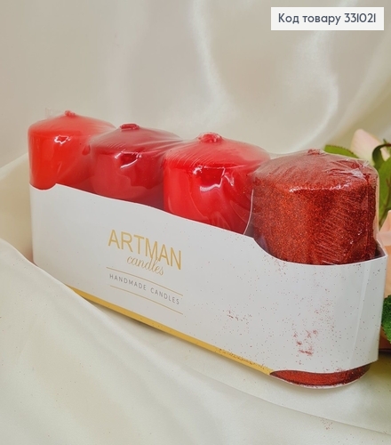 Набір свічок  Artman 4 шт мікс червоних  6х90 4х48г фото 1