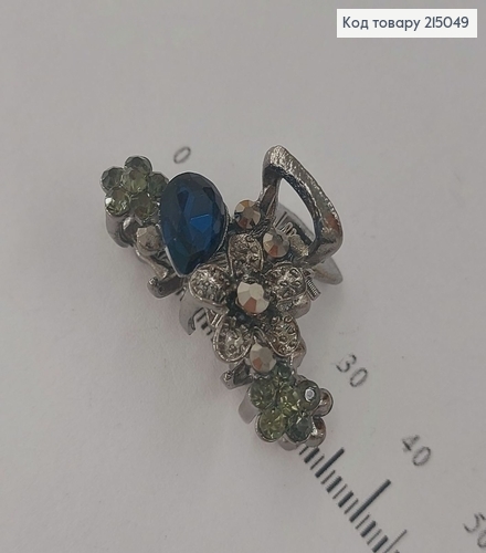 Краб метал з синіми камінцями 3 см  215049 фото 2