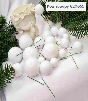 Белые шарики (20шт)разного размера (пластик), 2см*3см*4см, 20шт/уп 620655 фото