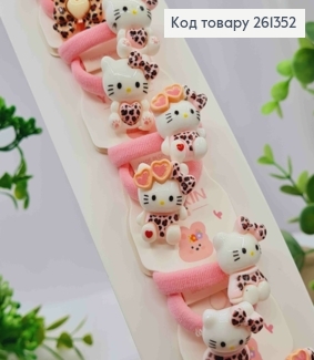 Набір резинок (20шт), HELLO KITTY, Рожеві кольори, резинка 3,5см, фігурки 1,5*2,5см 261352 фото