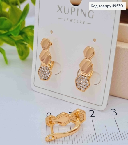 Сережки "Соти Бджілки" з Блискучими камінцями, 1,7см, англійська застібка, Xuping 18K 119530 фото 2