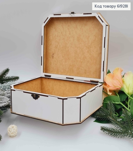 Деревянная подарочная коробка, Белая, 24*19*6см, на застежке. Украина 619281 фото 2