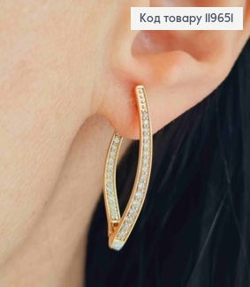 Серьги Стрелы украшены Блестящими камешками, длина 2,9см, английская застежка, Xuping 18К 119651 фото