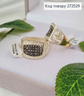 Кольцо серебряного цвета с камнями "ПЕЧАТКА" 17,19 размер в ассорт. 272529 фото
