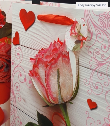 Пакет паперовий середній  Квіти з сердечками блиск  31,5х26см в ас. 541055 фото 2