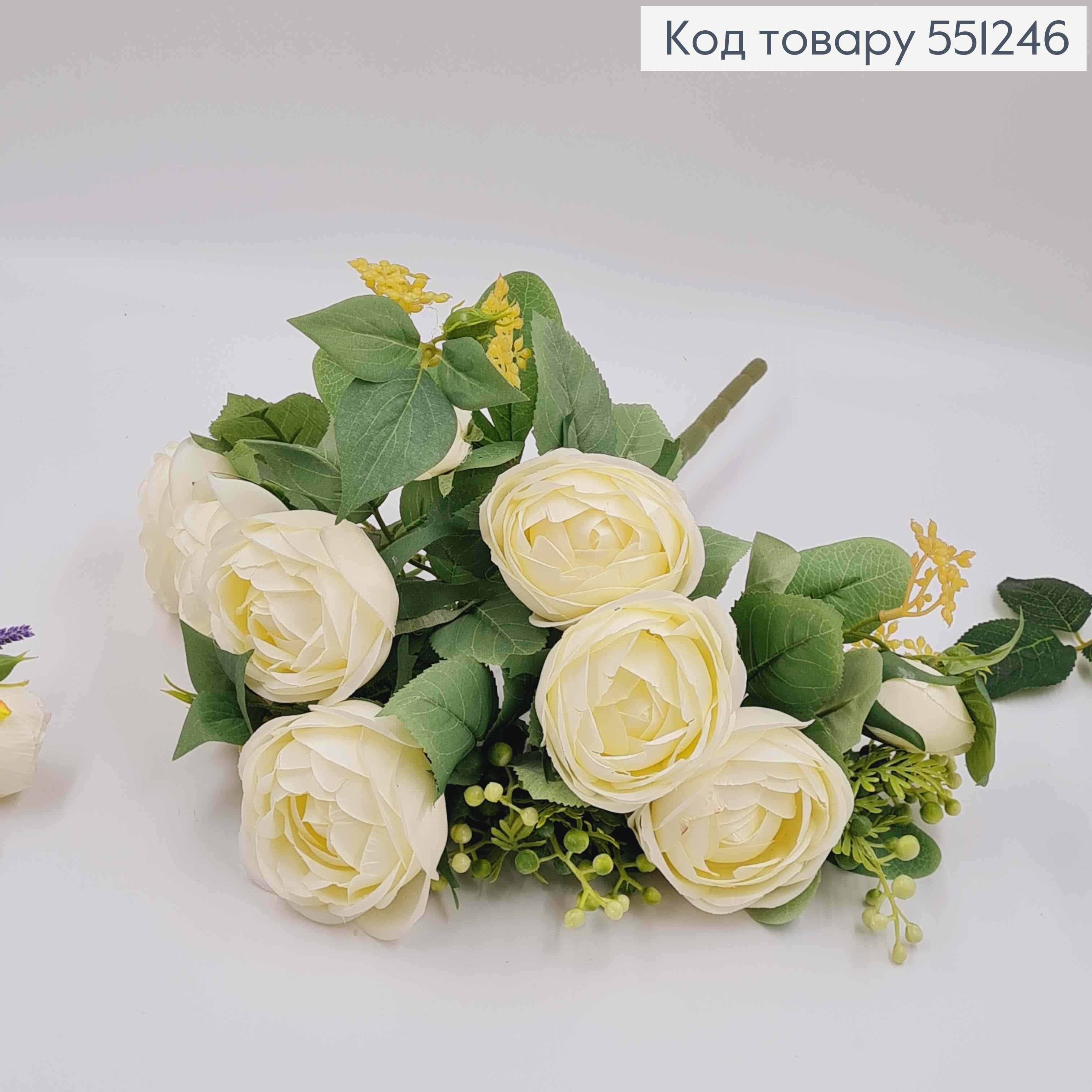 Композиция "Букет АИВОРИ розы Камелия с зеленым декором", высотой 46см 551246 фото 3