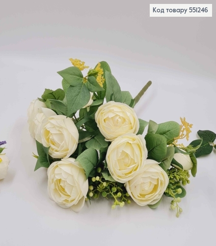 Композиція "Букет АЙВОРІ  троянди Камелія з зеленим декором", висотою 46см 551246 фото 3