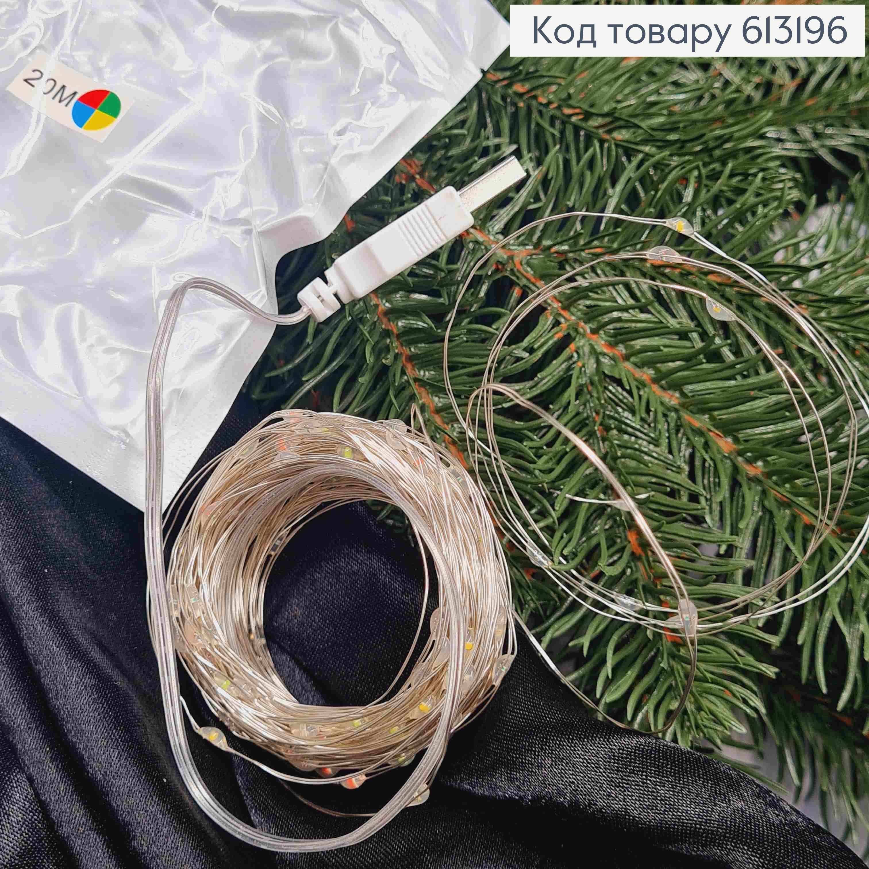 Гірлянда тонка, на USB, Кольорова, довж. 20м 613196 фото 2