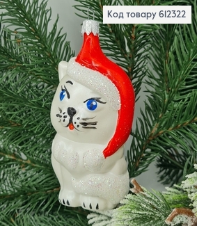Новорічна фігура Кіт з червоною шапкою,11*5см, Україна 612322 фото
