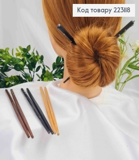 Заколка, Китайські Дерев'яні палички для волосся з Камінцями, 18см, кольори в асортименті, 2шт/уп 223118 фото