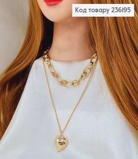 Бижутерия на шею Подвеска с сердечком + золотая цепь 40+6 см 236195 фото