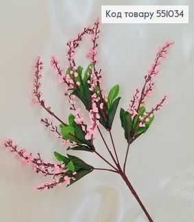Искусственный цветок ивы розовый пластик с 5 веточек 35см 551034 фото