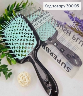 Щітка для волосся прямокутна Чорна з Бірюзовим, "HollowComb" Superbrush Plus, 20,5*8см 300195 фото