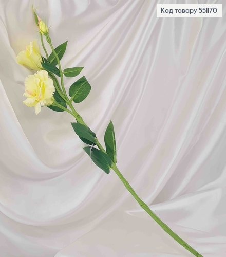 Штучна квітка Еустоми, СВІТЛО-САЛАТОВА, 2 квітки + 1 бутон, на металевому стержні, 66см 551170 фото 1