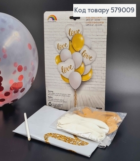 Набор фольгированных шаров "Gold Love", 4шт(фольгированные18'')+12(латексные12'') 579009 фото