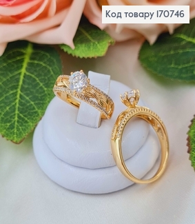 Перстень  різьбрений з камінцями (20 розмір) XUPING 18K 170746 фото