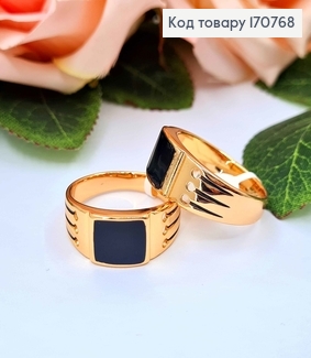 Перстень-печать, с черной эмалью, Xuping 18K 170768 фото