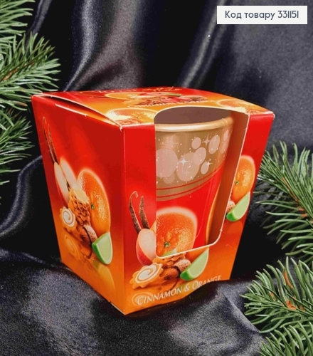 Аромасвічка стакан ''CINNAMON & ORANGE", Christmas Time, 115г/ 30год., BARTEK CANDLES, Poland 331151 фото 1