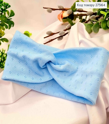 Повязка детская, чалма, ГОЛУБОГО цвета, (трикотаж), 33*9см, ручная работа. Украина 275164 фото 2