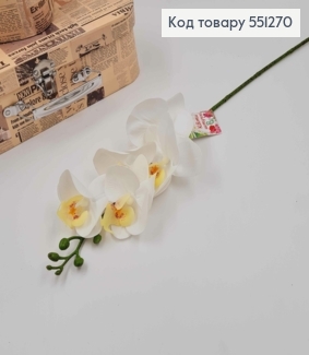 Искусственная веточка БЕЛАЯ орхидея на 5 цветочков, высотой 55см 551270 фото
