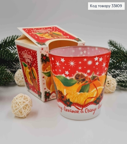 Аромасвічка стакан   Christmas Spices, CINAMON & ORANGE 115г/ 30год., Польща 331109 фото 1