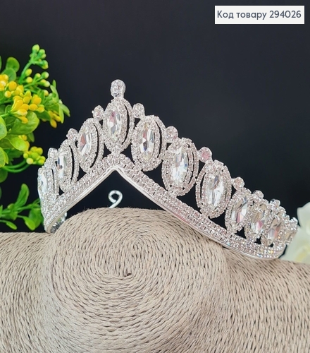 Діадема весільна Королівська з камінцями 294026 фото 2