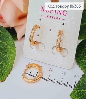 Сережки кільця, 1,5см, з камінцями, Xuping 18K 116365 фото