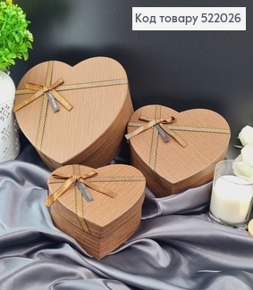 Набор коробок в форме сердца Коричневых с люрексом 3шт(14х16х6см, 17х18х7см, 20х21х9см) 512129 фото