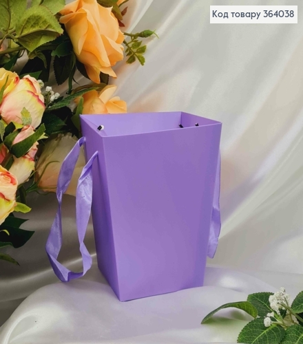 Набор флористических сумочек, 12шт. лилового цвета, картонная складная, с атласными ручками, 12*15см. 364038 фото 1