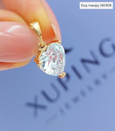 Кулон сердечком с камнем 1 см медицинское золото Xuping 140408 фото 1