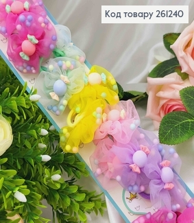 Набір дитячих резинок, фатинові квіточки з кульками всередині з цукерочками, 20шт/наб. 261240 фото