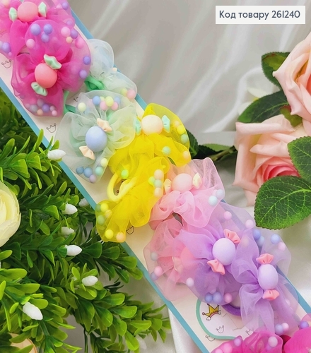 Набір дитячих резинок, фатинові квіточки з кульками всередині з цукерочками, 20шт/наб. 261240 фото 1